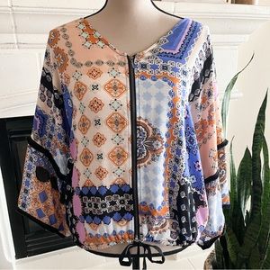 Democracy Patchwork Bohemian
Zip Up Tassel Jacket Size L